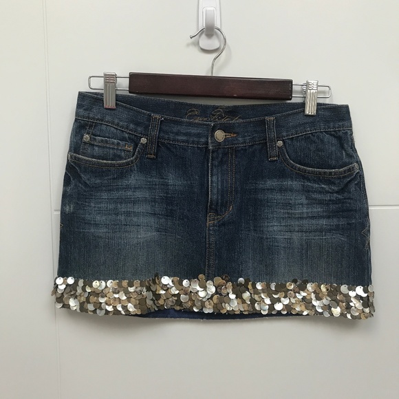 Ezra Fitch Denim Skirt with Seashell Hem - Picture 1 of 3